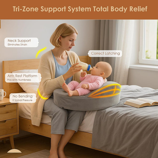 Memory Foam Nursing Pillow - Pioneering Safety Fence-Plus Size Breastfeeding Pillow for Ergonomic Comfort & Support-Easier and Healthier Nursing - Fit for All, Removable Cover