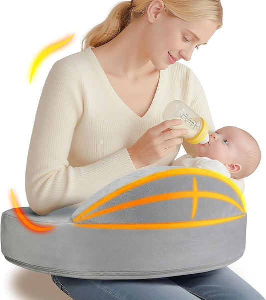 Memory Foam Nursing Pillow - Pioneering Safety Fence-Plus Size Breastfeeding Pillow for Ergonomic Comfort & Support-Easier and Healthier Nursing - Fit for All, Removable Cover